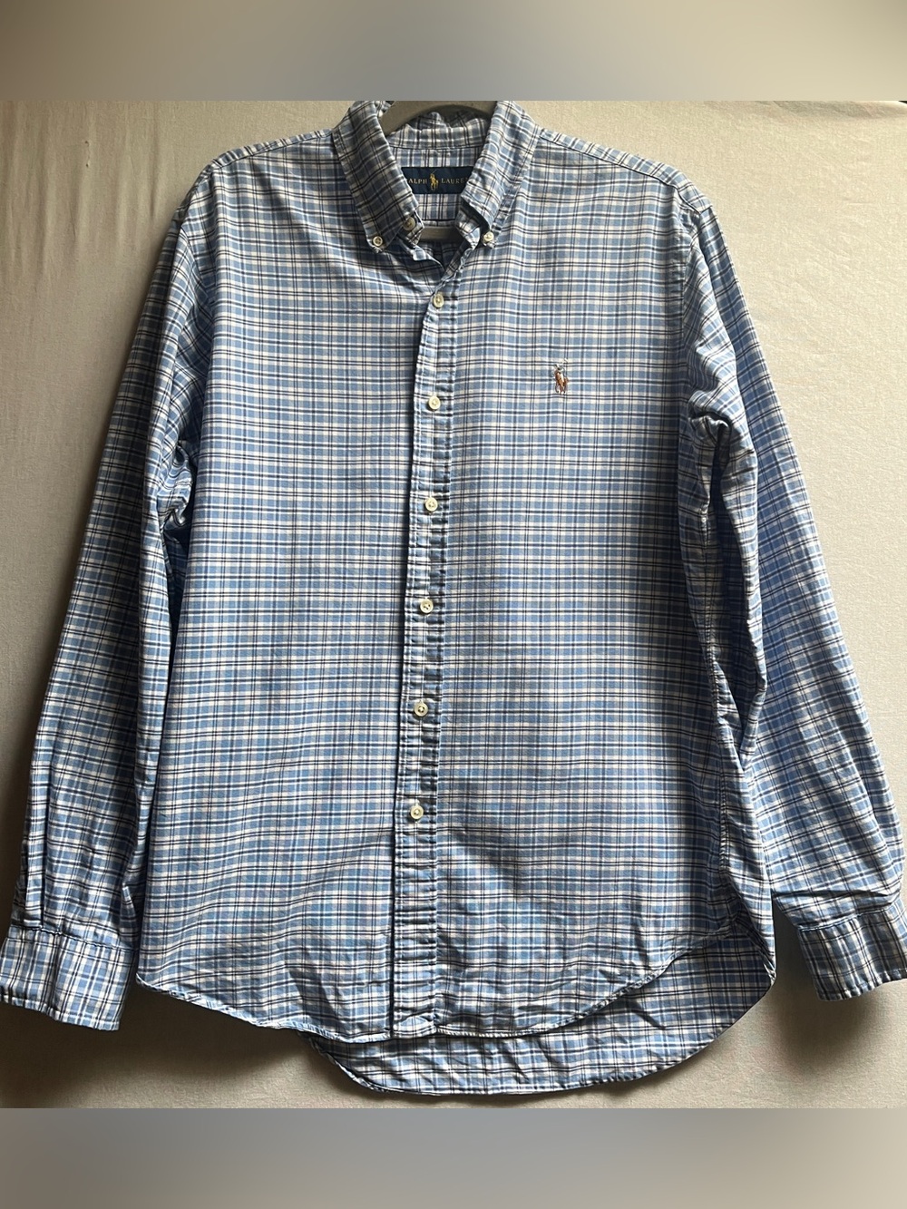 Ralph Lauren Light Blue Plaid Button-Down Shirt M